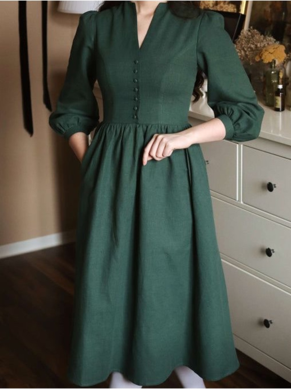 Gaâla Paris x Shirinatra Grace Green Linen Dress size 38